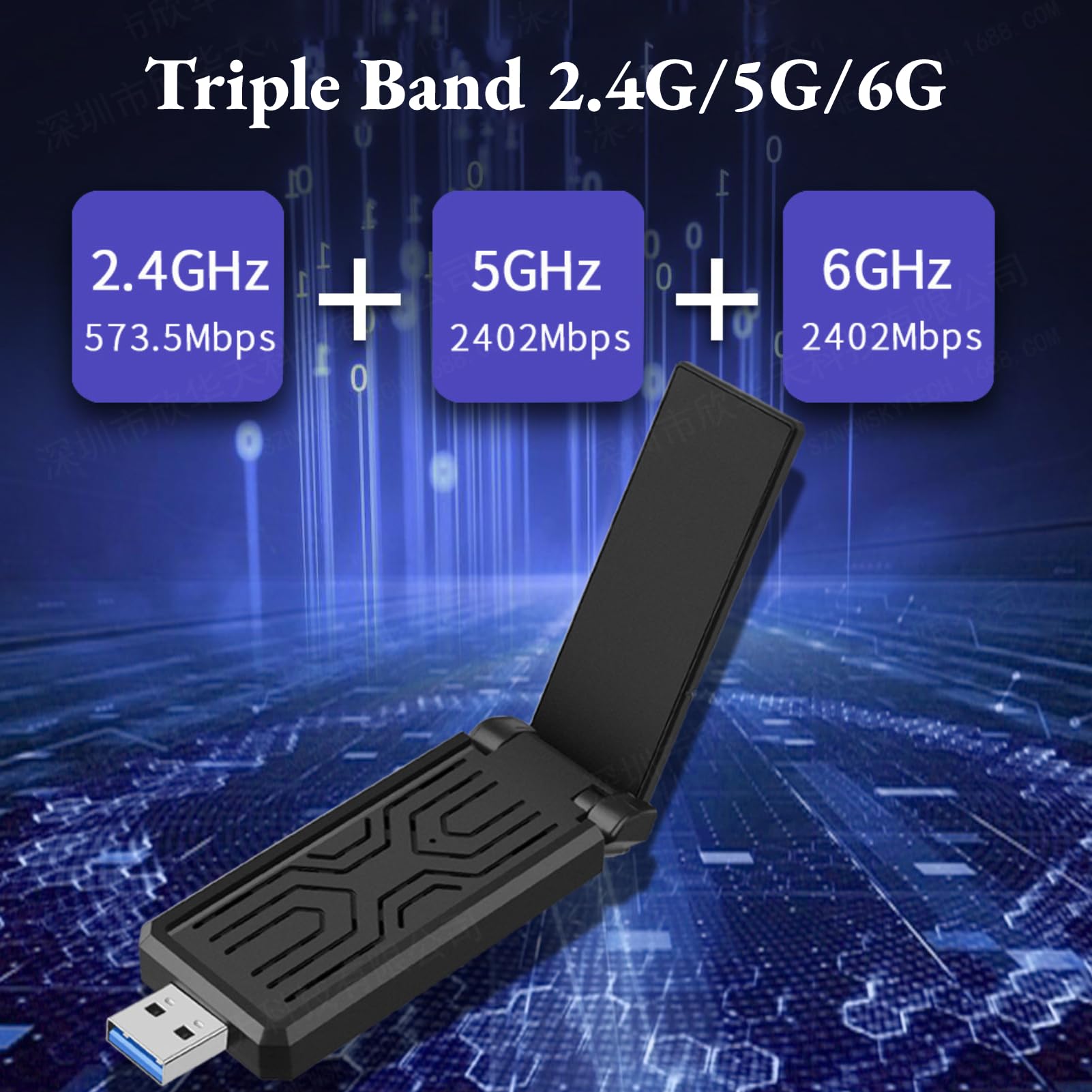 Amazon.com: USB Adapter, Triple Band 2.4G 5G 6G Network Card